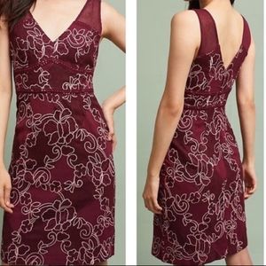 Moulinette Soeurs wine embroidered dress
